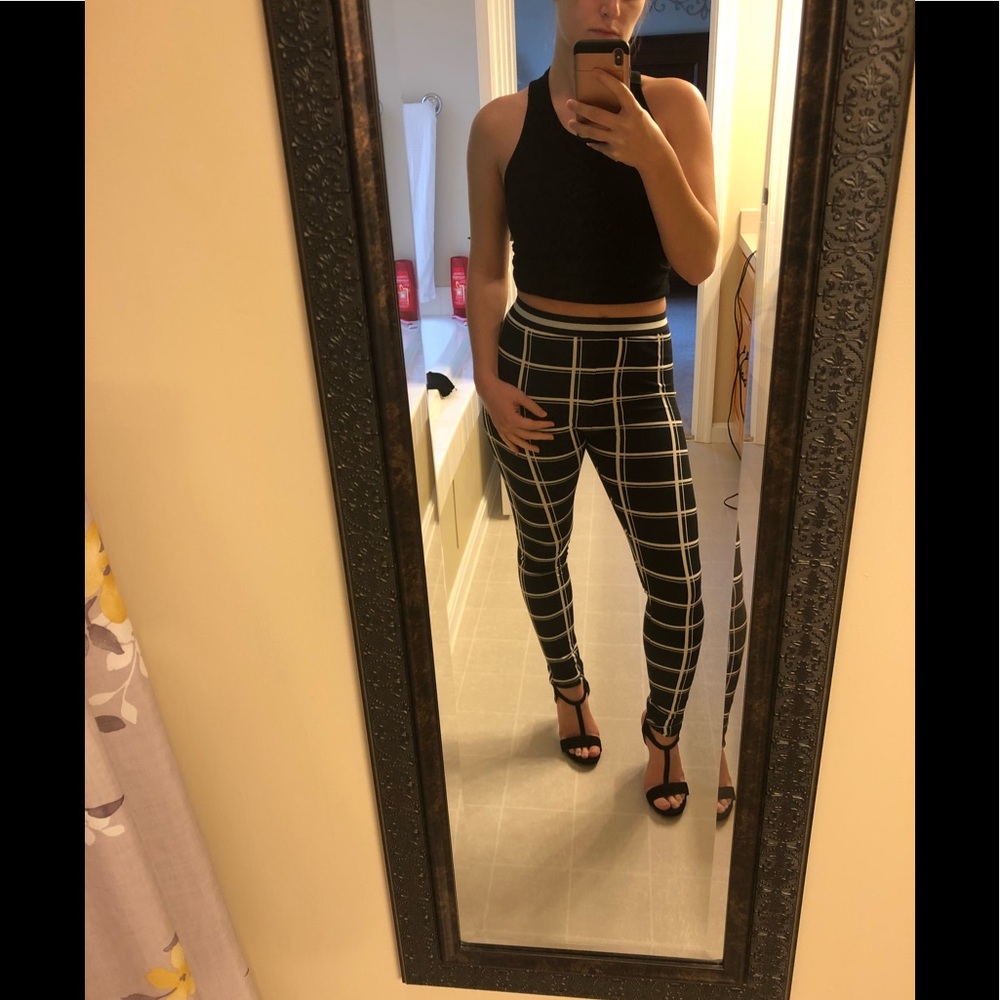 Black and White Grid Checker Print Pant